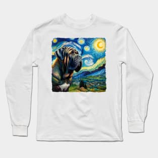 Starry Neapolitan Mastiff Dog Portrait - Pet Portrait Long Sleeve T-Shirt